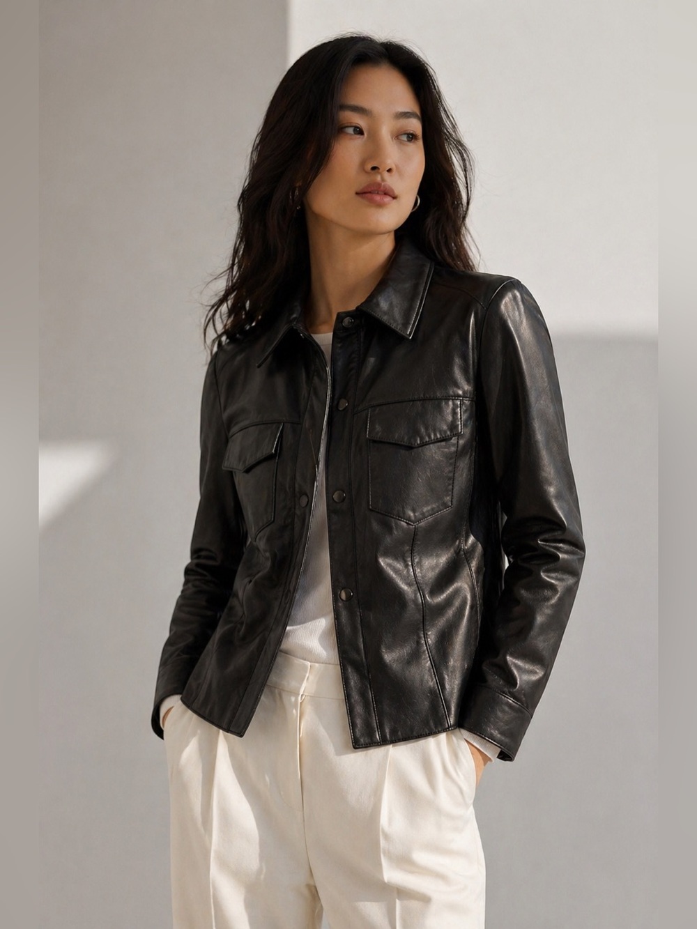 Bod & Christensen black lamb leather jacket size S
